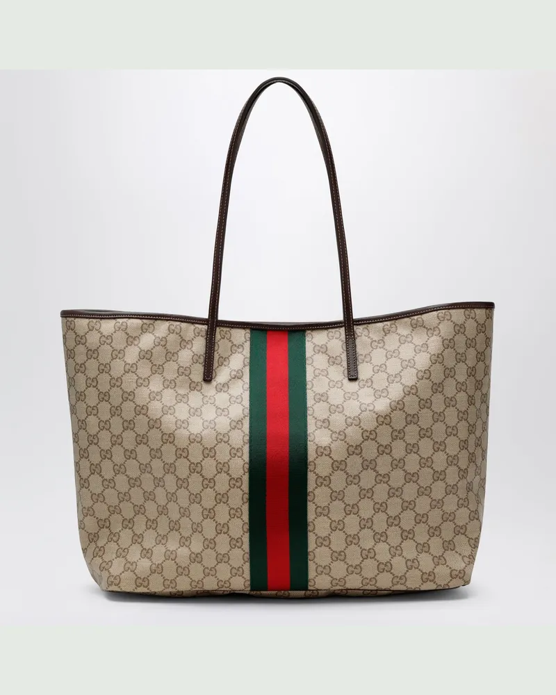 Gucci Große Tribeca Shoppingtasche aus GG-Gewebe in Braun Multicolor