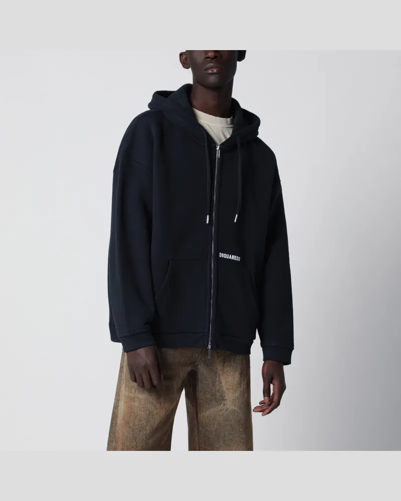 Dsquared2 Hoodie mit Reißverschluss aus Stretch-Baumwolle in Blau Blue