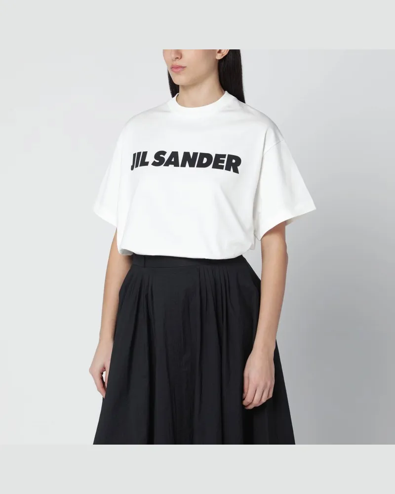 Jil Sander Weißes weites T-Shirt mit Logo Weiß