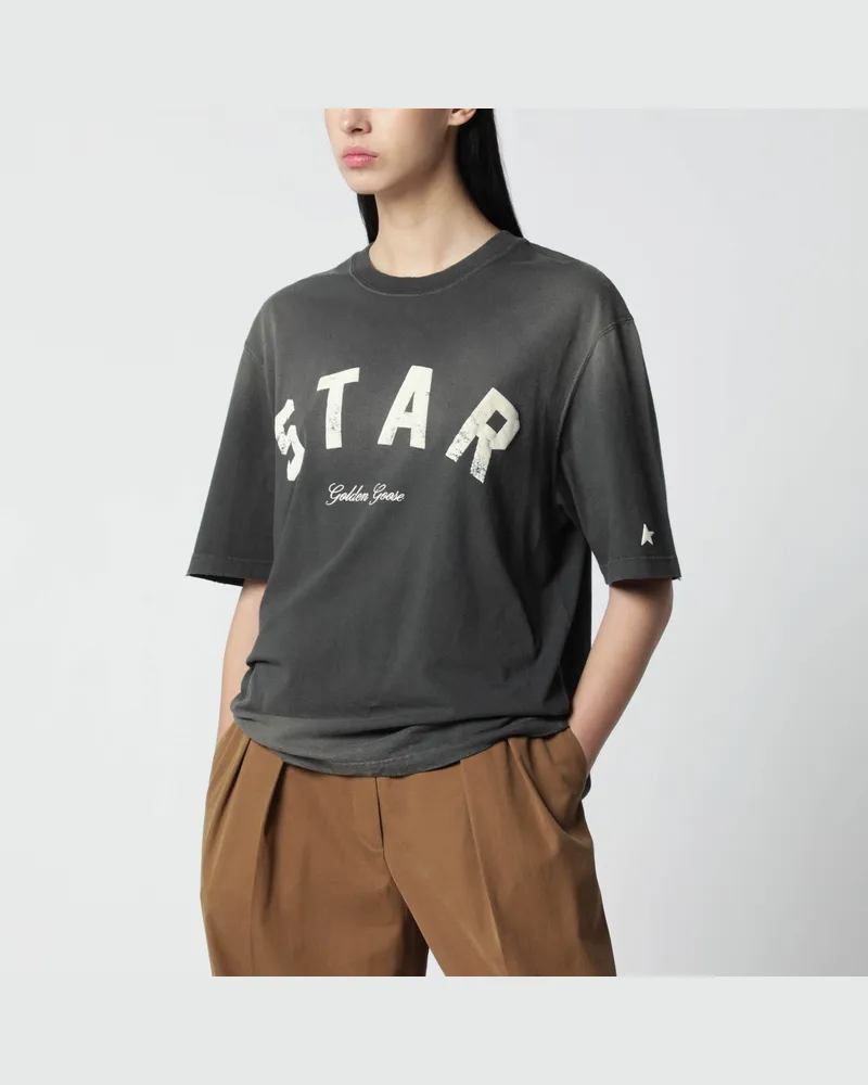 Golden Goose Schwarzes Star-T-Shirt im Vintage-Look Black