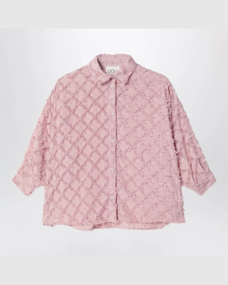 DOUUOD Rosa Hemd Mit Fransenmuster 