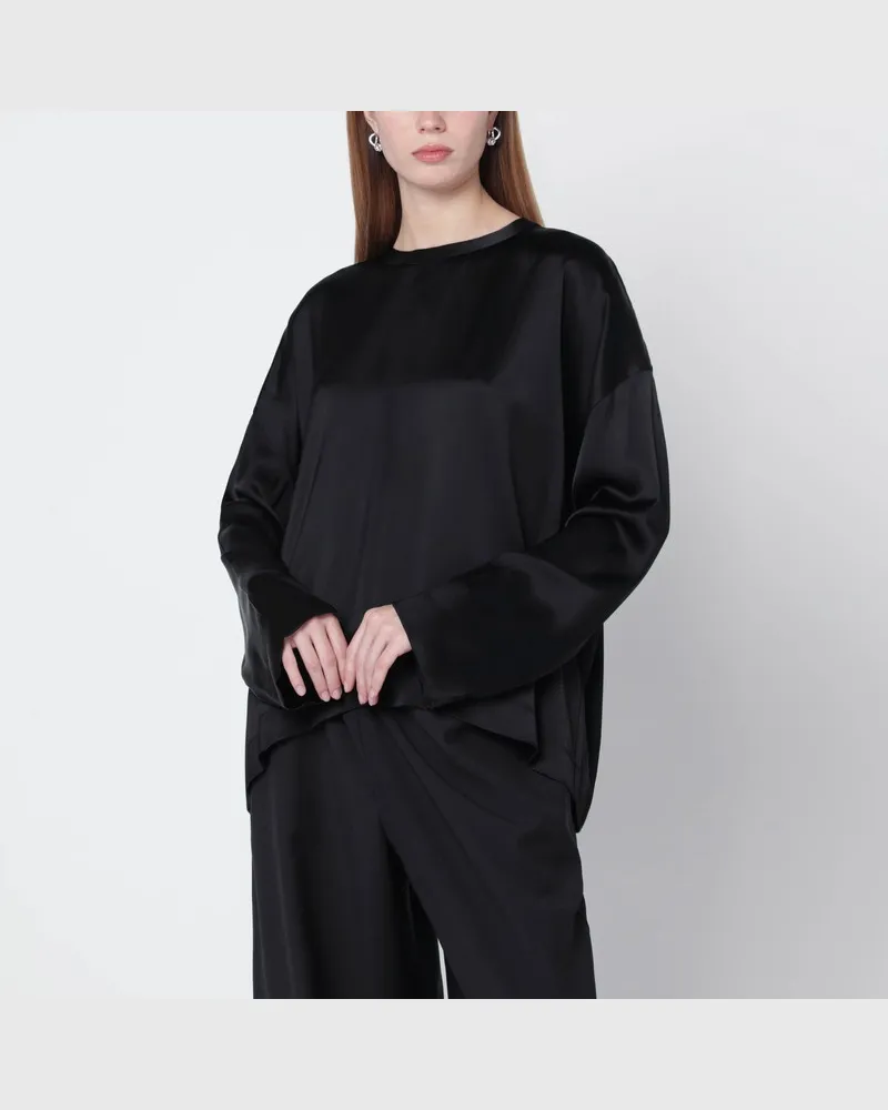 Totême Schwarze oversized Satinbluse Schwarz