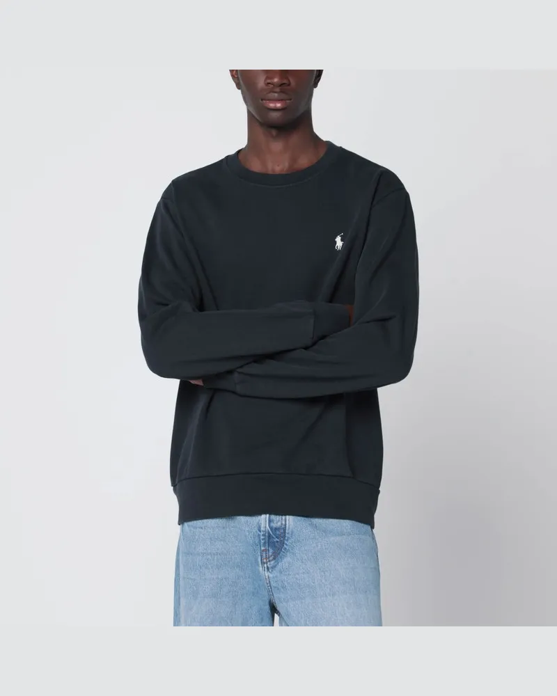 Ralph Lauren Schwarzes Baumwoll-Sweatshirt mit Rundhalsausschnitt Schwarz