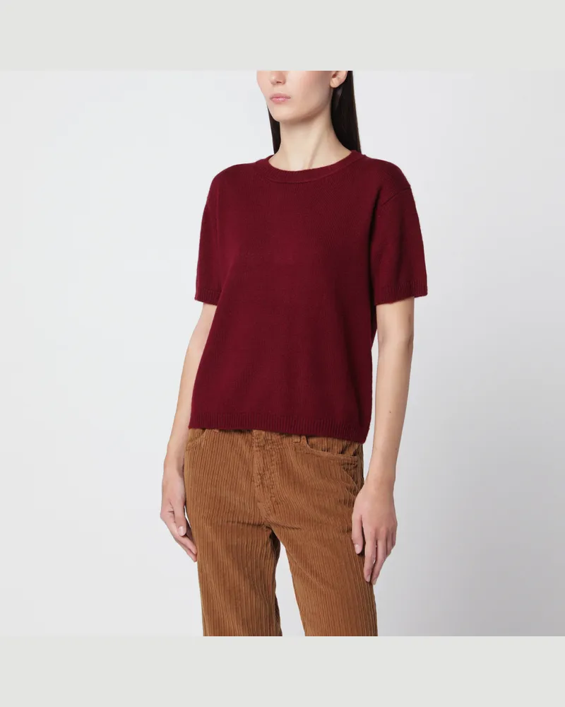 Alexandra Golovanoff Mini Andre Wine 21 T-Shirt aus Kaschmir Burgundy