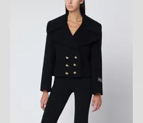 Kurzer schwarzer Doppelreiher-Mantel