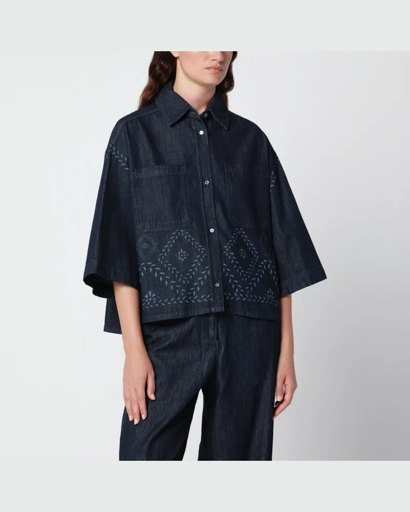 Max Mara Kastenförmiges Jeans-Baumwollhemd Blue