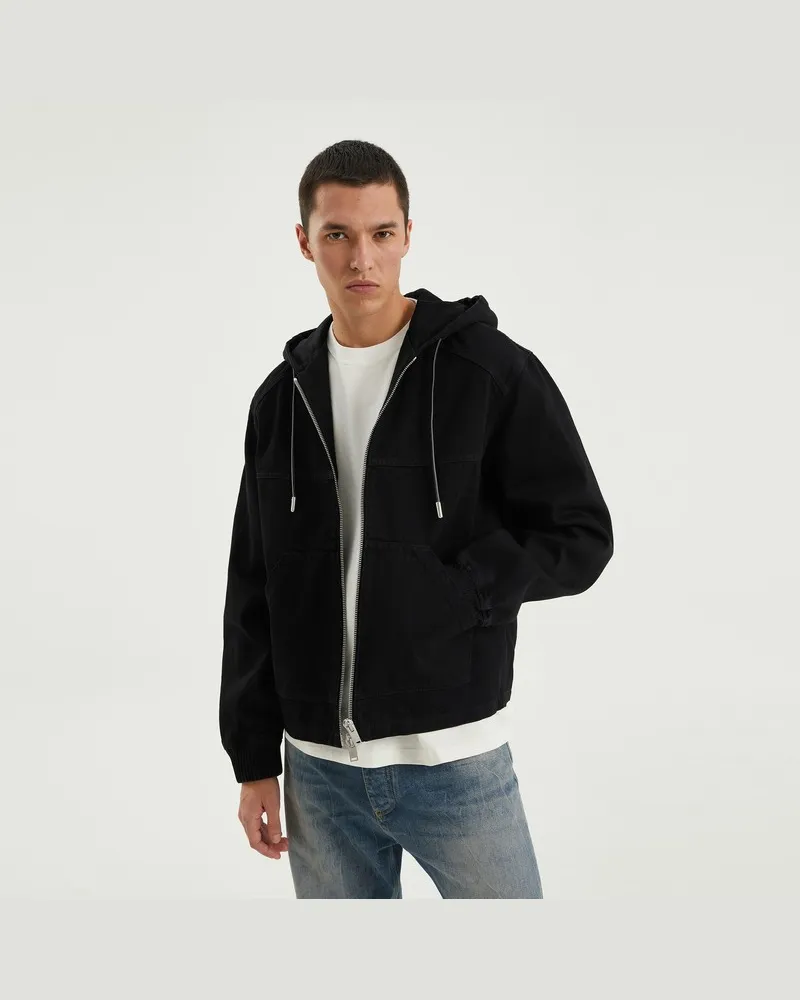 1989 STUDIO Schwarze Denim-Zip-Hoodie Schwarz