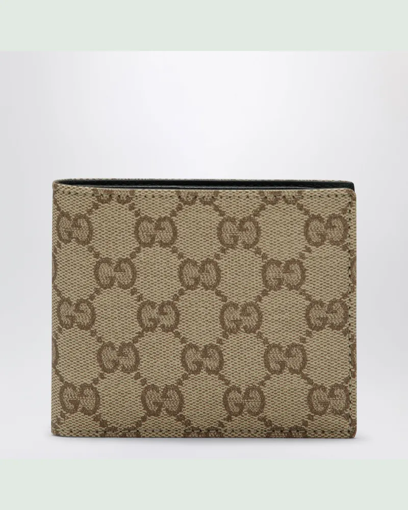 Gucci Essence Classic Bi-Fold-Portemonnaie aus GG-Canvas in Beige Sand Beige