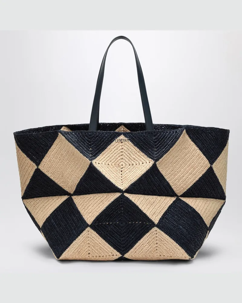 Loewe Puzzle Fold Tote XXL natur/navy Basttasche Beige