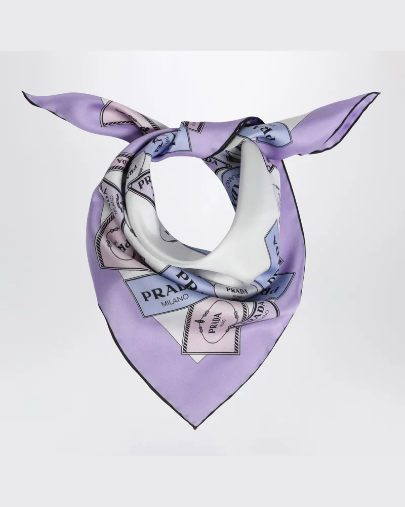 Prada Bedrucktes Seidentwill-Tuch 55 Glyzinie Purple
