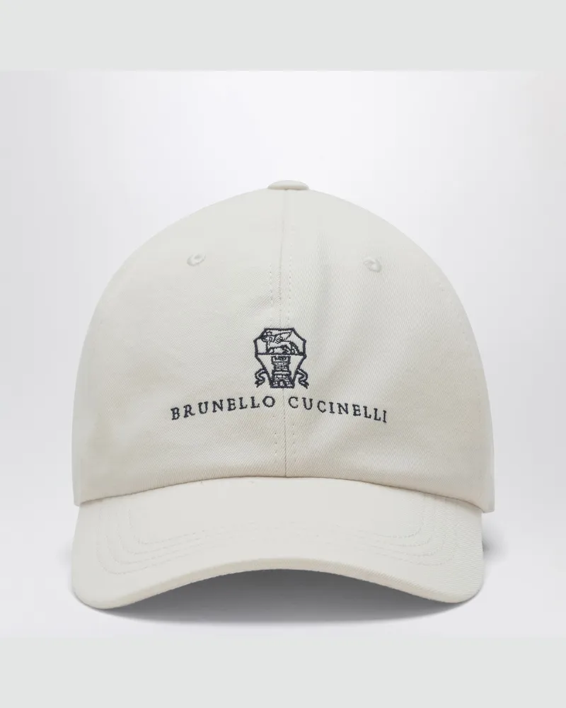 Brunello Cucinelli Weiße Baseballkappe aus Baumwolle White