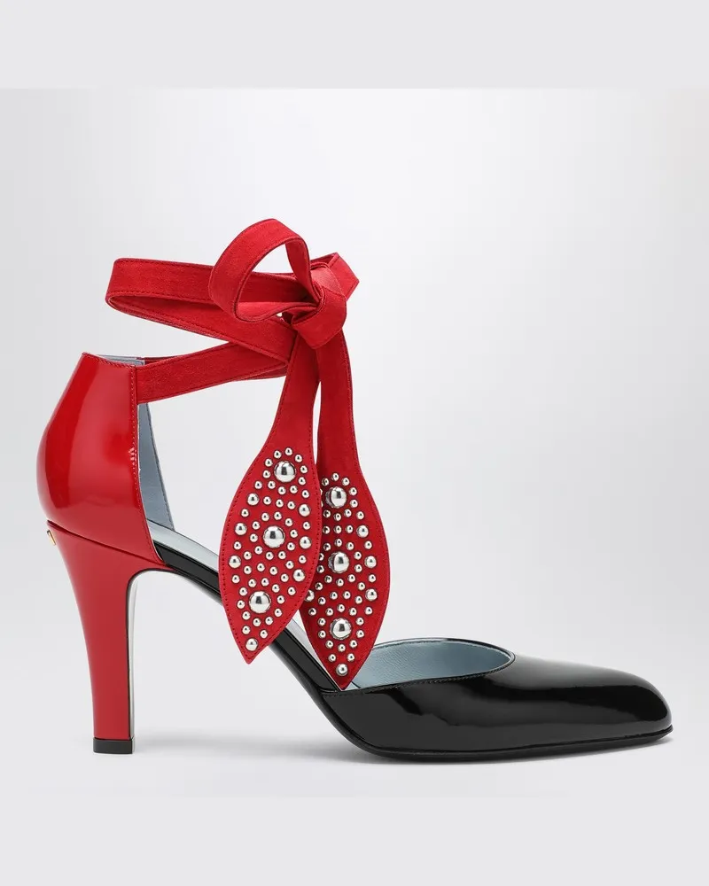 Valentino Garavani Schwarz und rot Foliefoliage Décolleté Rot