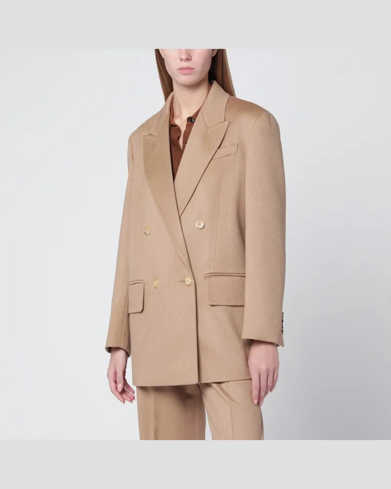 Max Mara Cremefarbene Doppelreiher-Jacke Braun