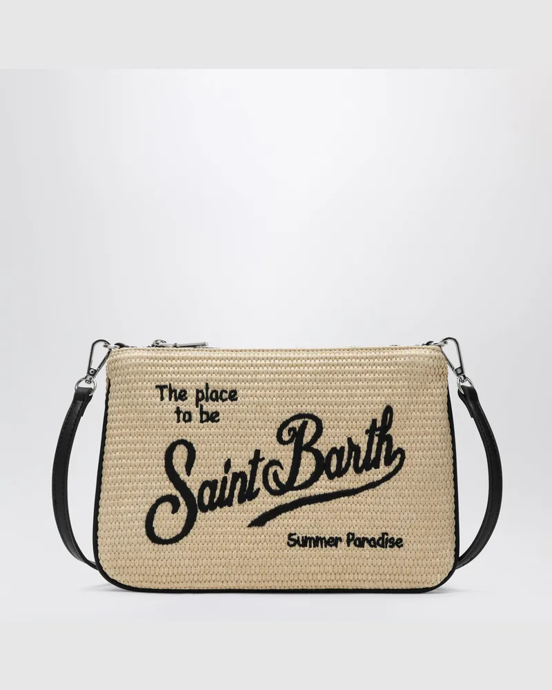 MC2 Saint Barth Parisienne Clutch in Stroh-Optik mit gesticktem Logo Beige