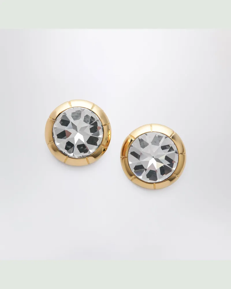Alessandra Rich Runde goldfarbene Clip-Ohrringe aus Metall mit Kristall Metal