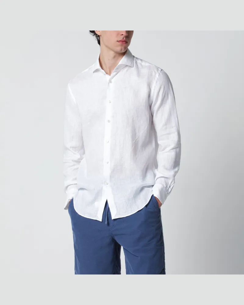 XACUS Tailor Fit Leinenhemd weiß White
