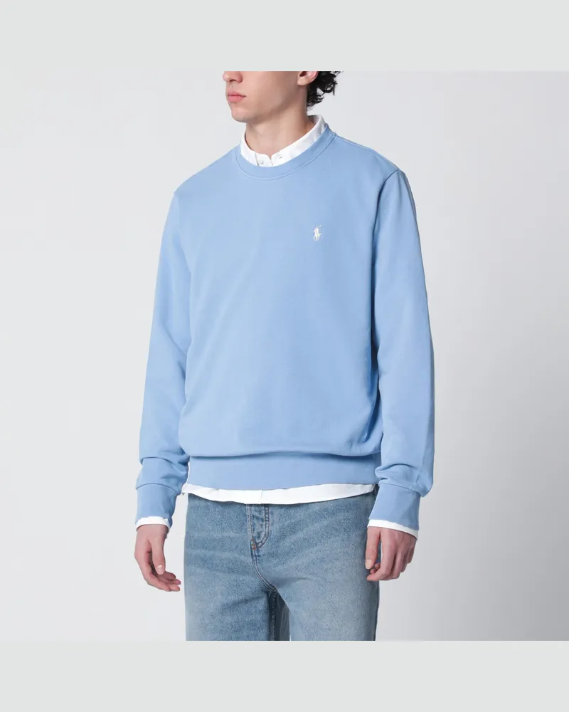 Ralph Lauren Hellblaues Baumwoll-Sweatshirt mit Rundhalsausschnitt Light