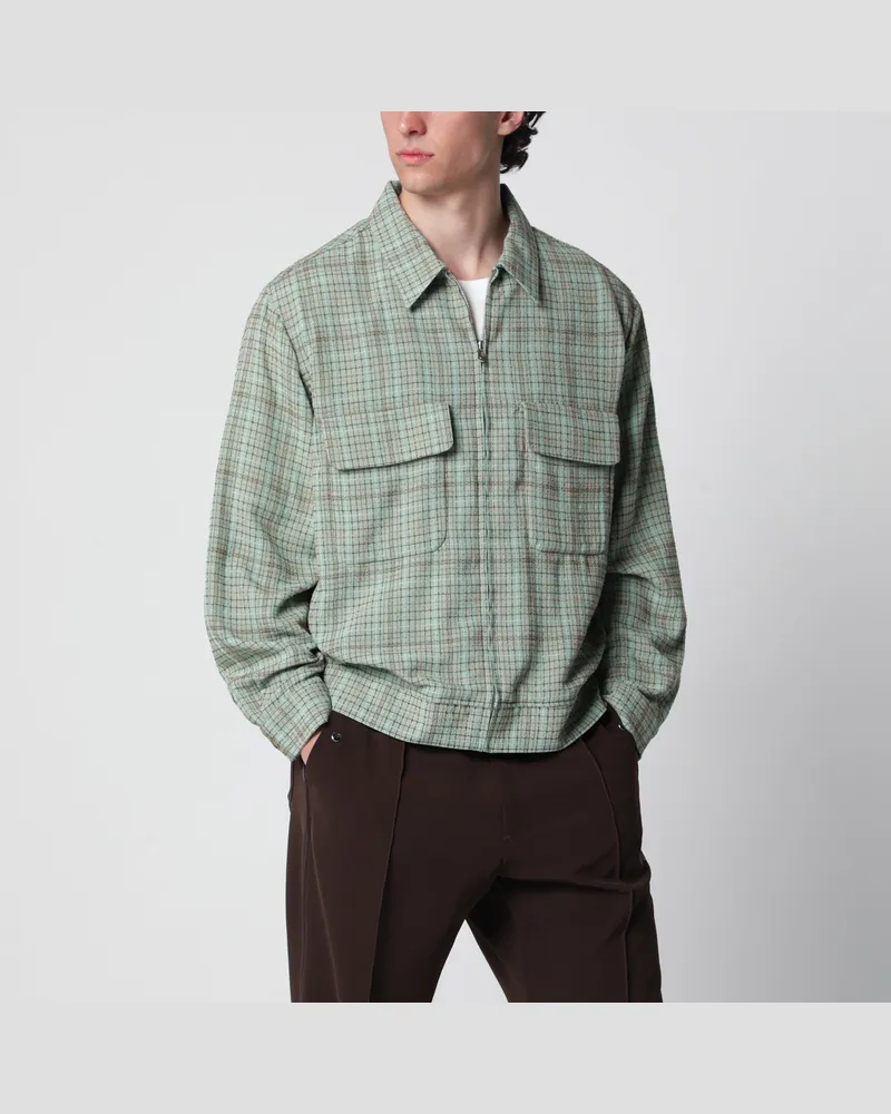 NEEDLES Dobby Grid sporty jacket in rayon blend, mint Green