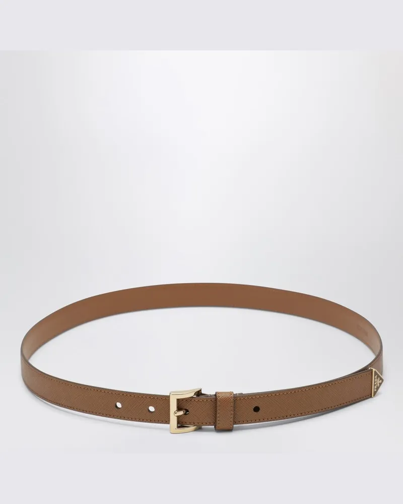 Prada Karamellfarbener Saffiano-Ledergürtel Braun