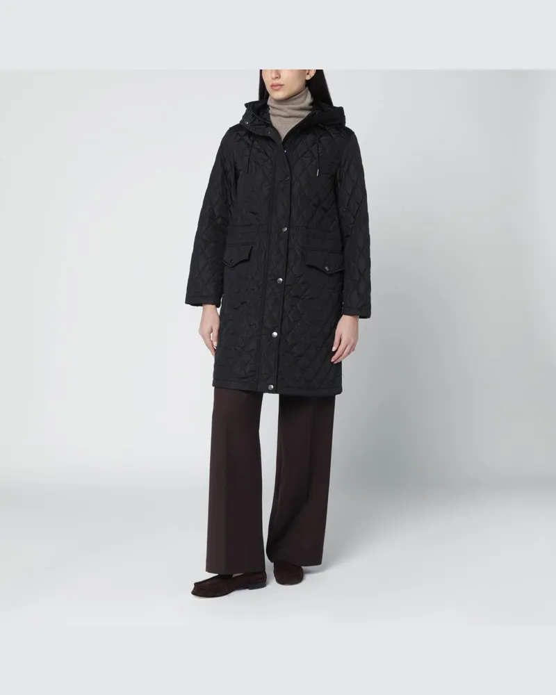 Burberry Schwarzer gesteppter Nylonmantel Schwarz