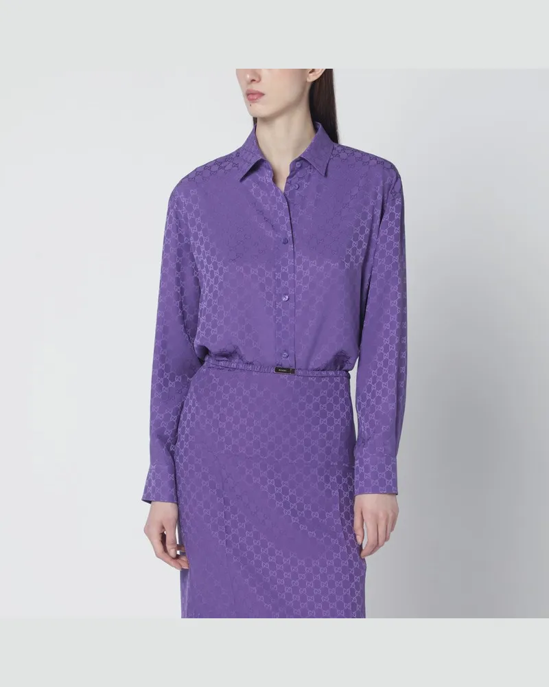 Gucci Violettes Oversize-Hemd aus GG-Jacquard-Seide Violett