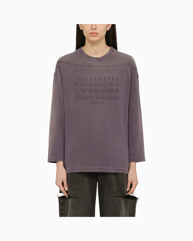 Maison Margiela Auberginenfarbener Pullover aus Baumwolle mit Logo Violett