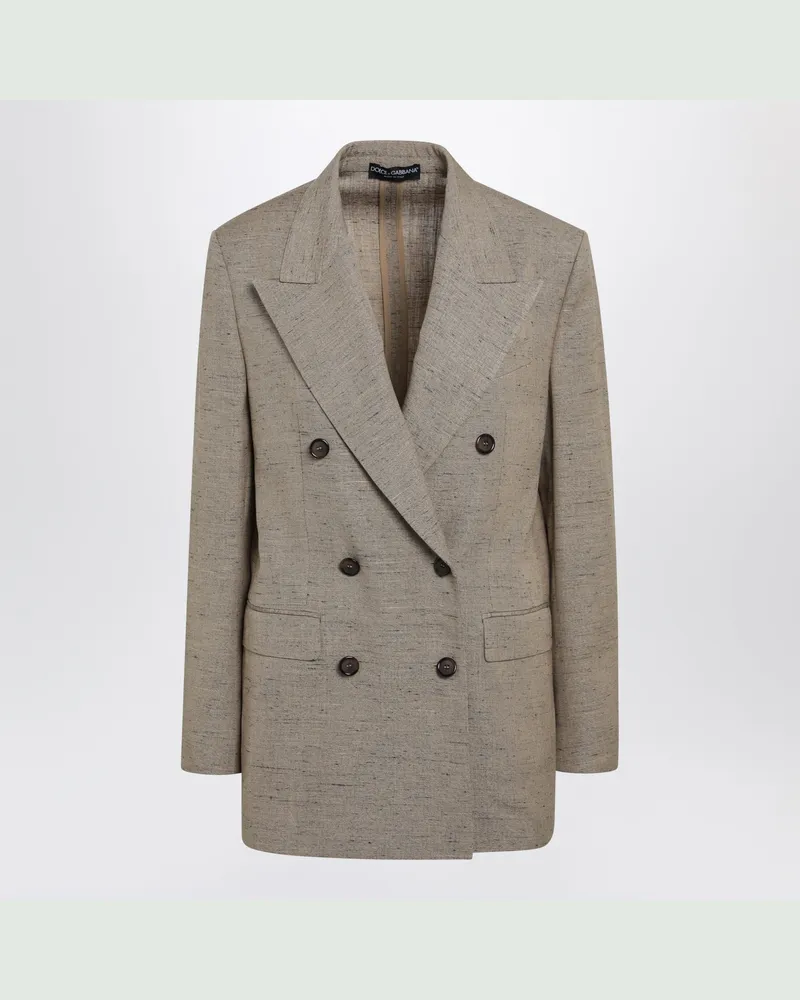 Dolce & Gabbana Doppelreihige Sicilia-Jacke in Tweedoptik Beige/Weiß Beige