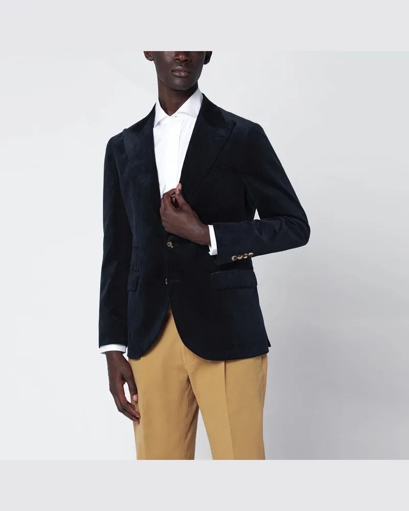 Brunello Cucinelli Marineblaue Cordjacke Blau