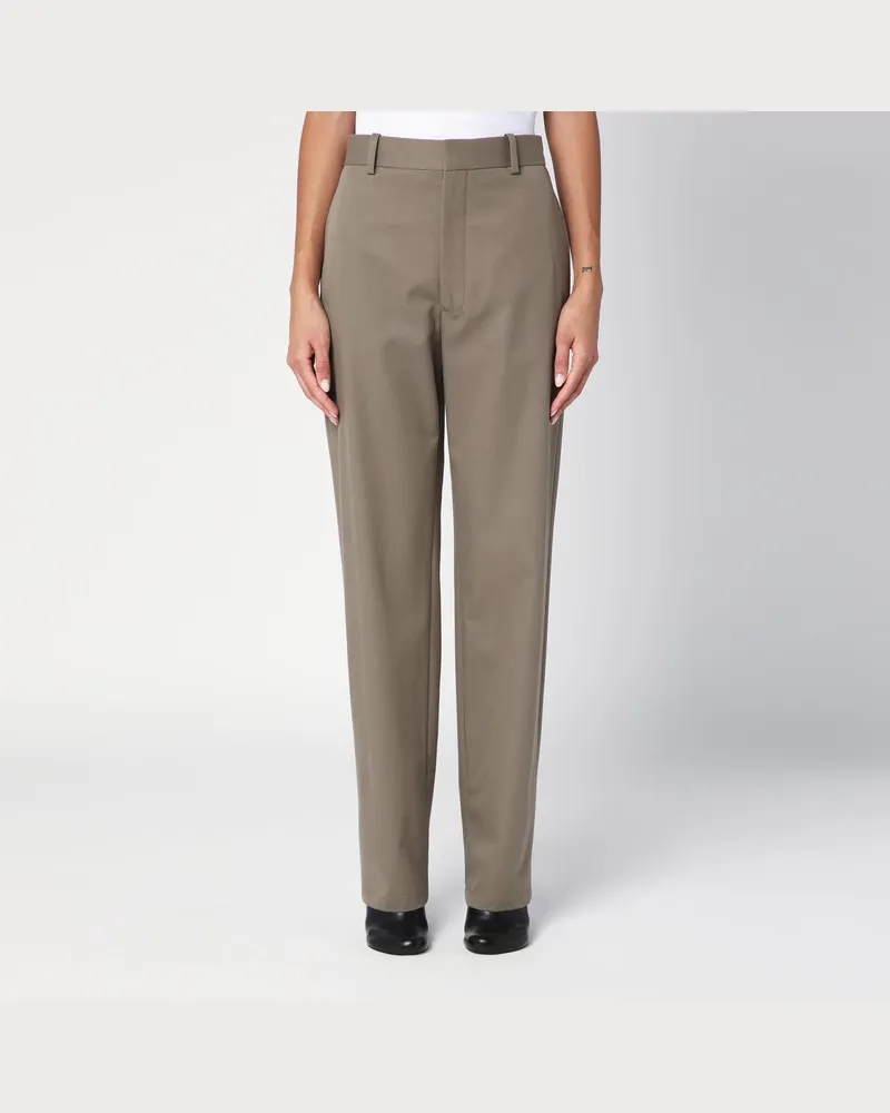 Loewe Khakibraune Hose aus Seide und Baumwolle Braun