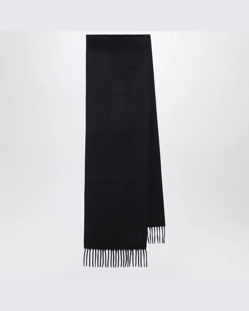 Max Mara Schwarzer Kamelhaarschal mit Monogramm-Stickerei Schwarz