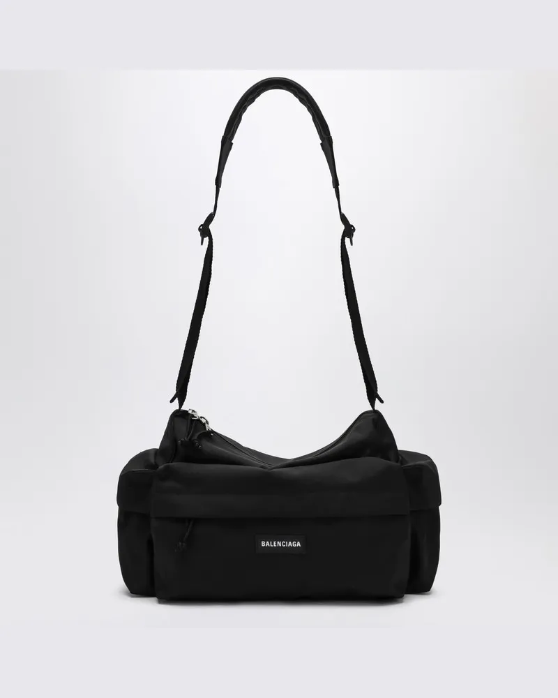 Balenciaga Kleine schwarze Nylon-Reisetasche Schwarz