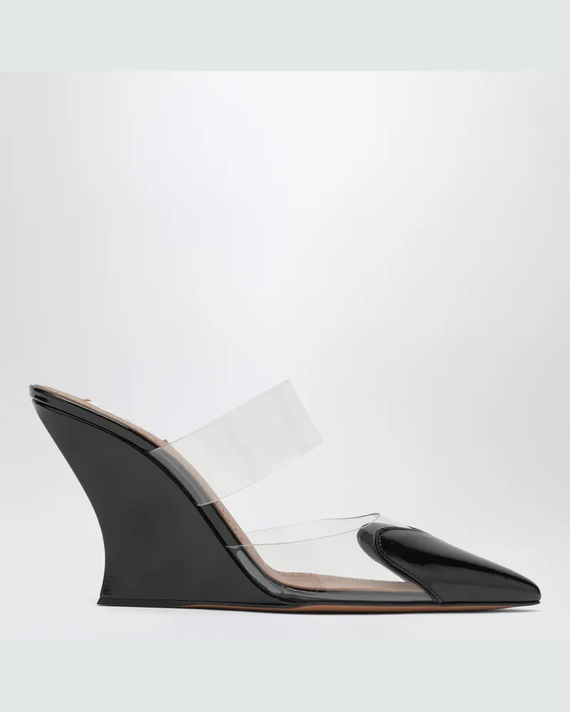 Alaïa Schwarze Mules mit Keilabsatz von Le Coeur aus Lackleder Black