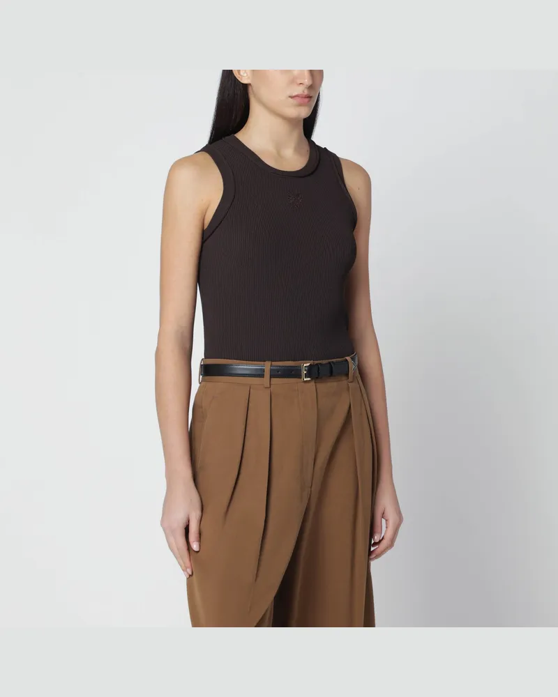 Loewe Braunes Rippstrick-Viskosemix-Tanktop 