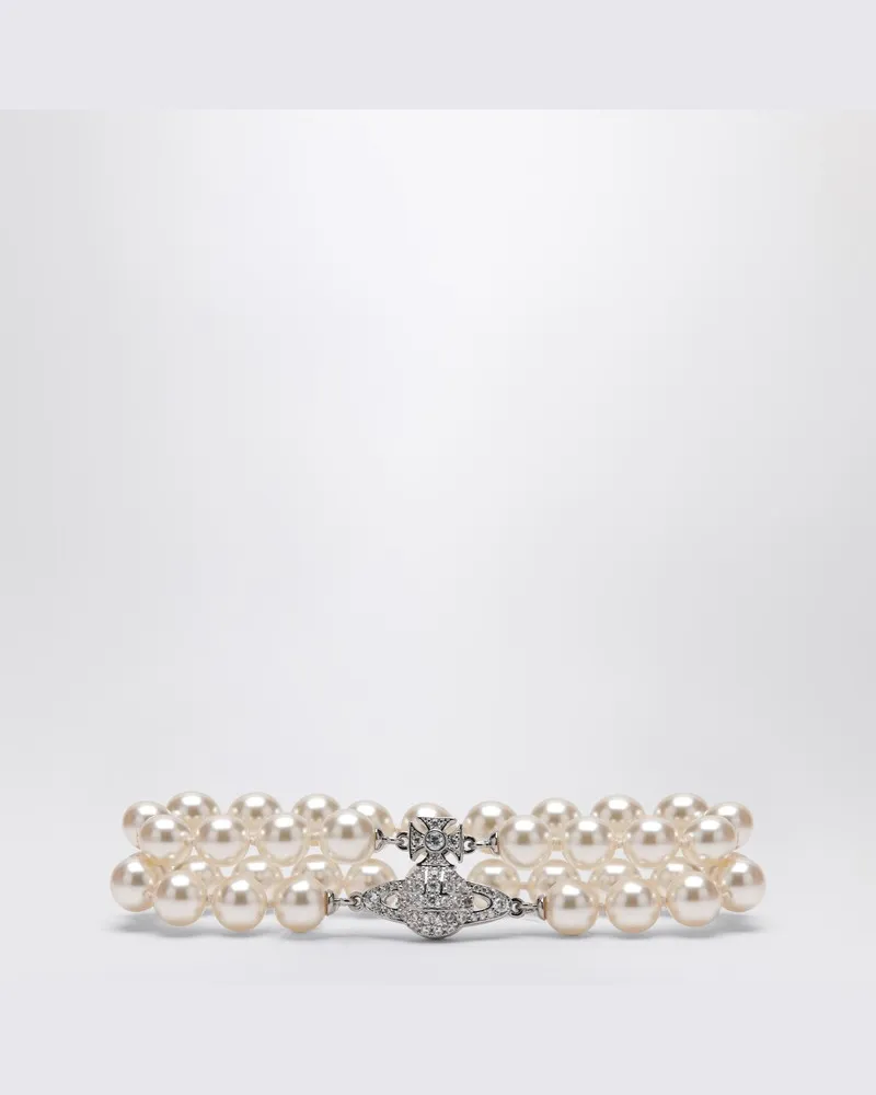 Vivienne Westwood Doppelarmband mit Perlen und Orb-Logo Metallisch