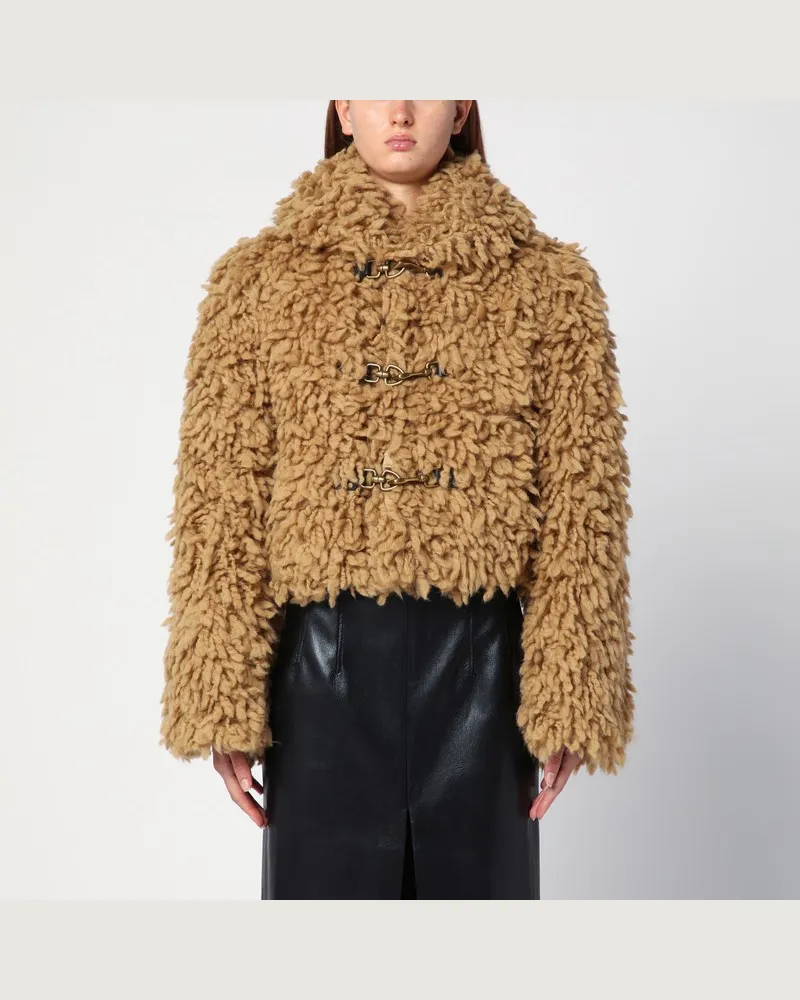 Burberry Kurze beigefarbene Jacke aus Wollgemisch Braun