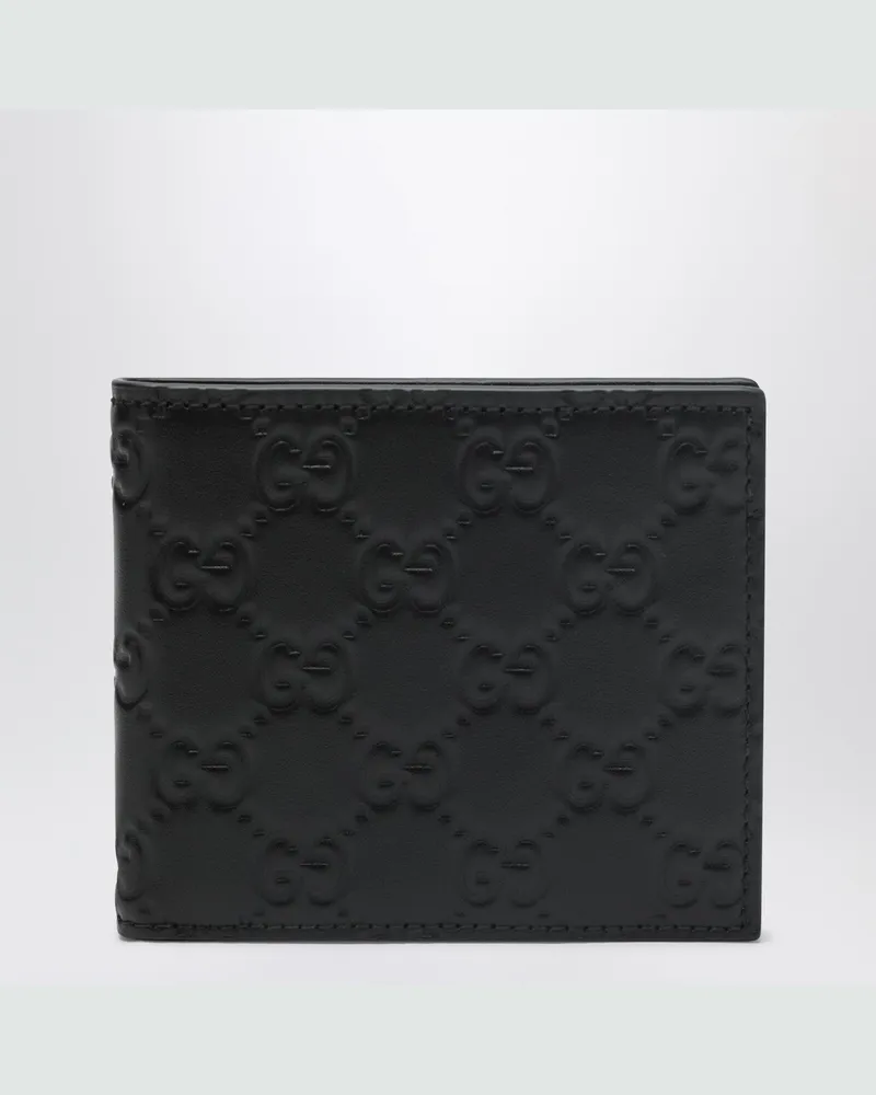 Gucci Schwarzes GG-Emblem-Bi-Fold-Portemonnaie 