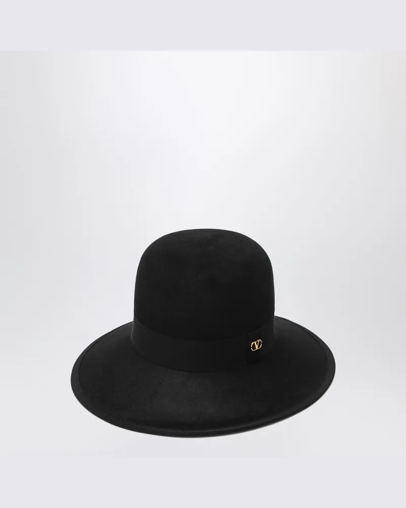Valentino Garavani Volgo Signature-Cap aus schwarzem Lapin-Stoff Schwarz