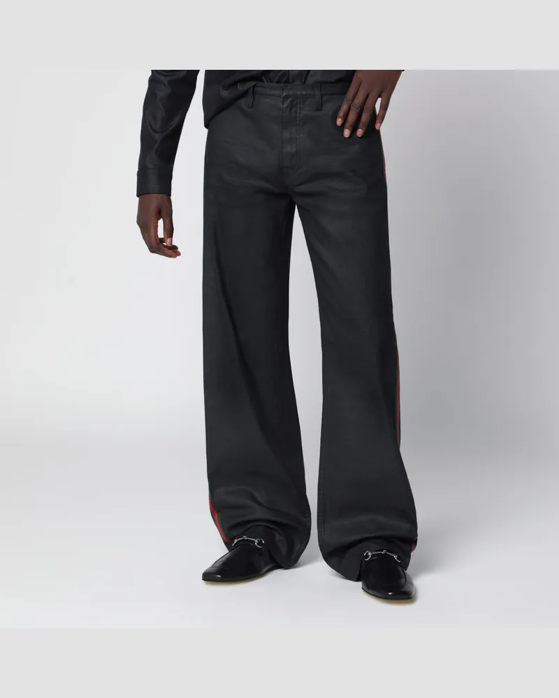 Gucci Black cotton twill denim trousers Black
