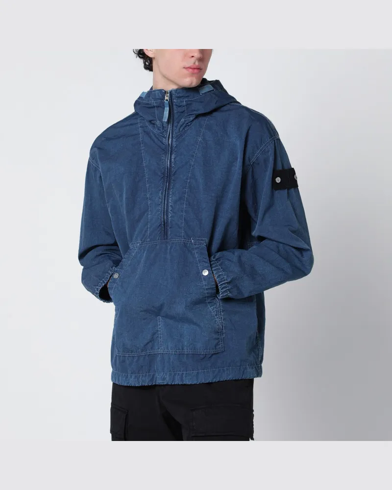 Stone Island Jacke mit halbem Reißverschluss in Indigo-Blau aus Nylon Blue