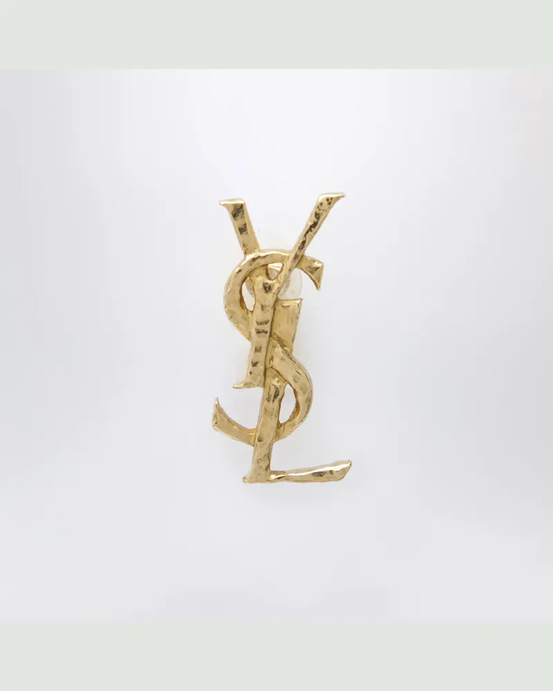Saint Laurent Gehämmerter Cassandre Clip-Ohrring aus Messing Metal