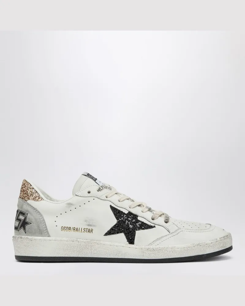 Golden Goose Sneaker Ball Star Weiß/Schwarz mit Glitzer Weiß