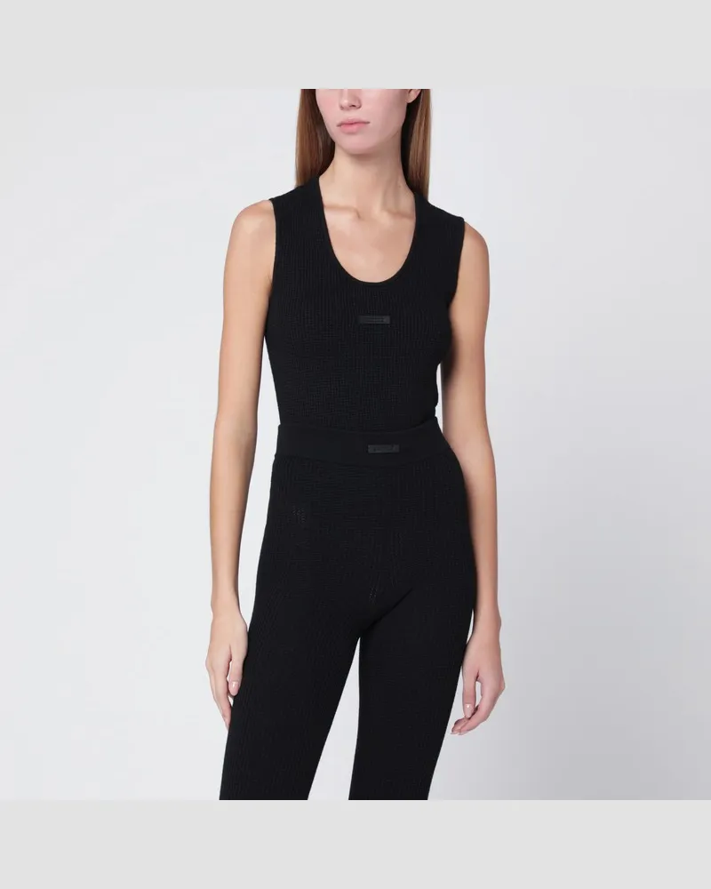 Fear of God Schwarzes Tanktop aus stretchigem Waffle-Stoff Schwarz