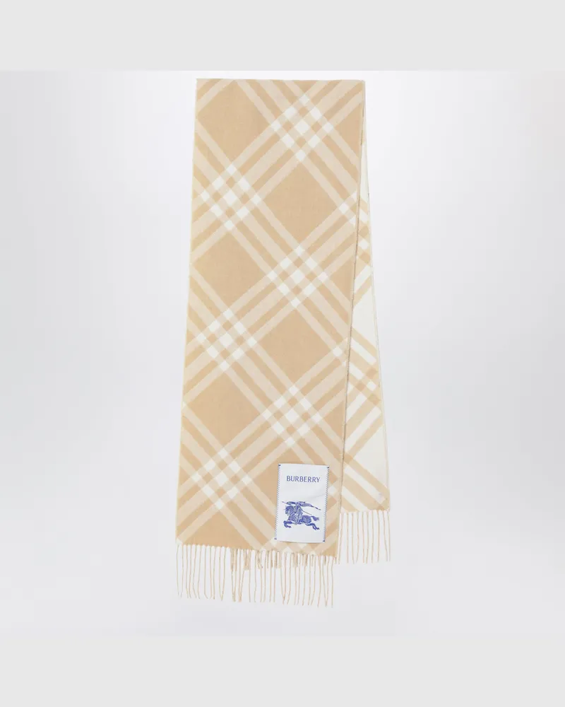 Burberry Check Schal in Sand aus Kaschmir Beige