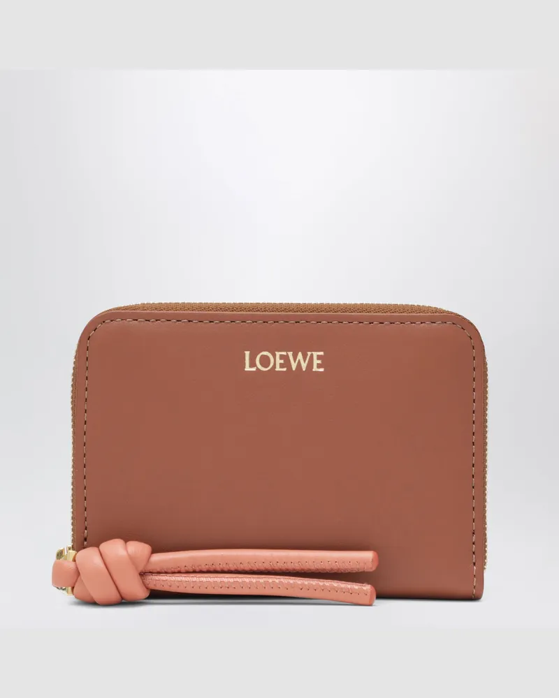 Loewe Geldbörse mit einem Reißverschluss aus glänzendem Kalbsnappaleder Brown
