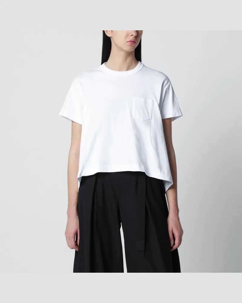 Sacai Weißes cropped T-Shirt aus Baumwolle Weiß