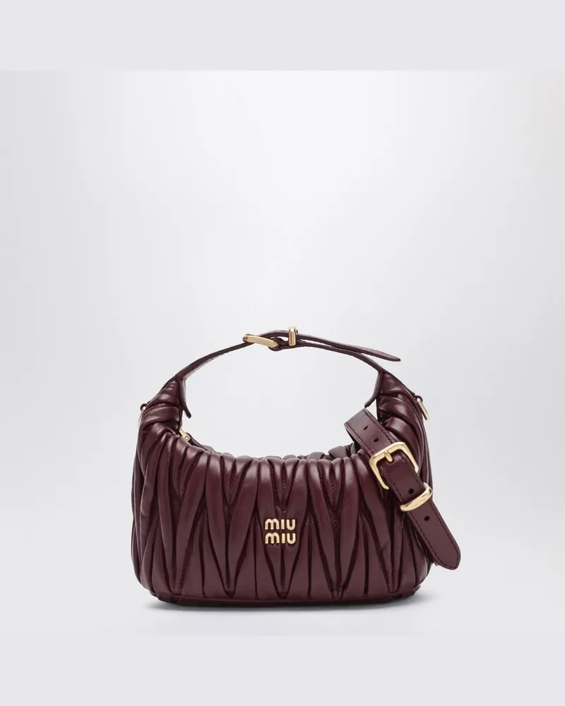 Miu Miu Bordeauxrote gesteppte Nappa-Pouch Burgunderrot