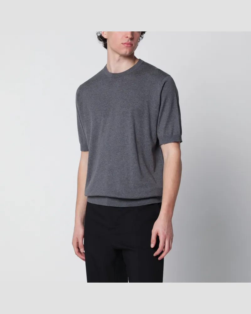 John Smedley Kempton Baumwollpullover in Grau Grey