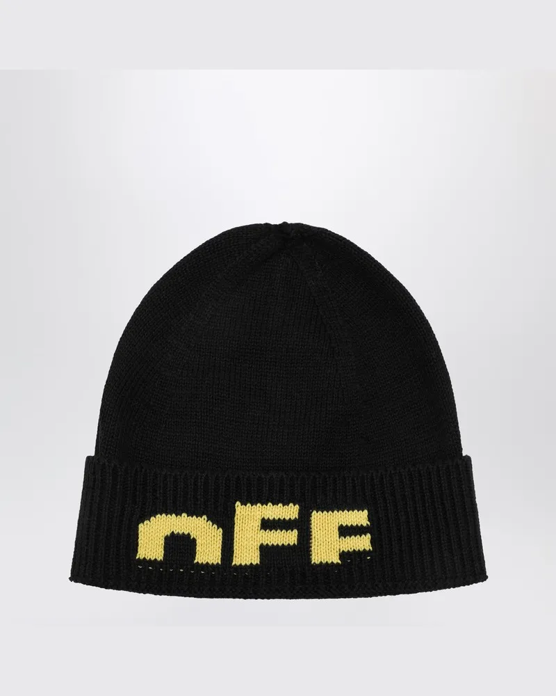 OFF-WHITE Schwarze Mütze mit gelbem Off-Logo Schwarz