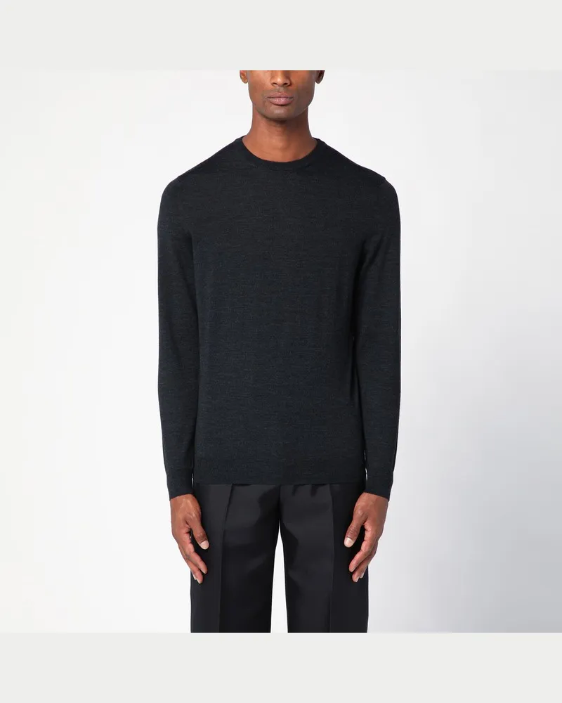 Drumohr  Dunkelgrauer Pullover mit Rundhalsausschnitt aus Wolle Grau