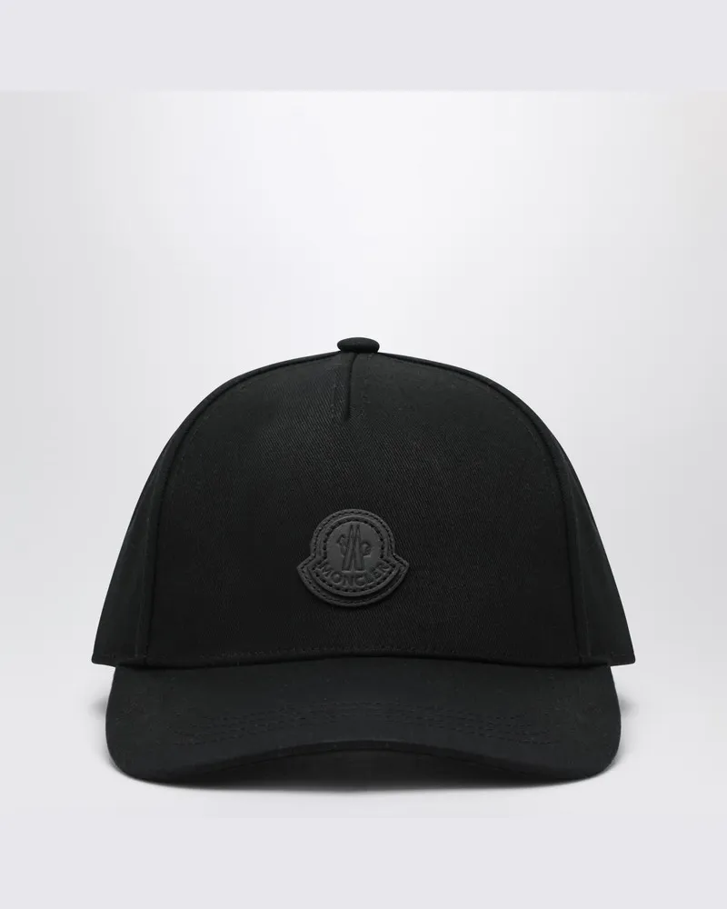 Moncler Schwarze Baseballkappe aus Baumwollgabardine Schwarz